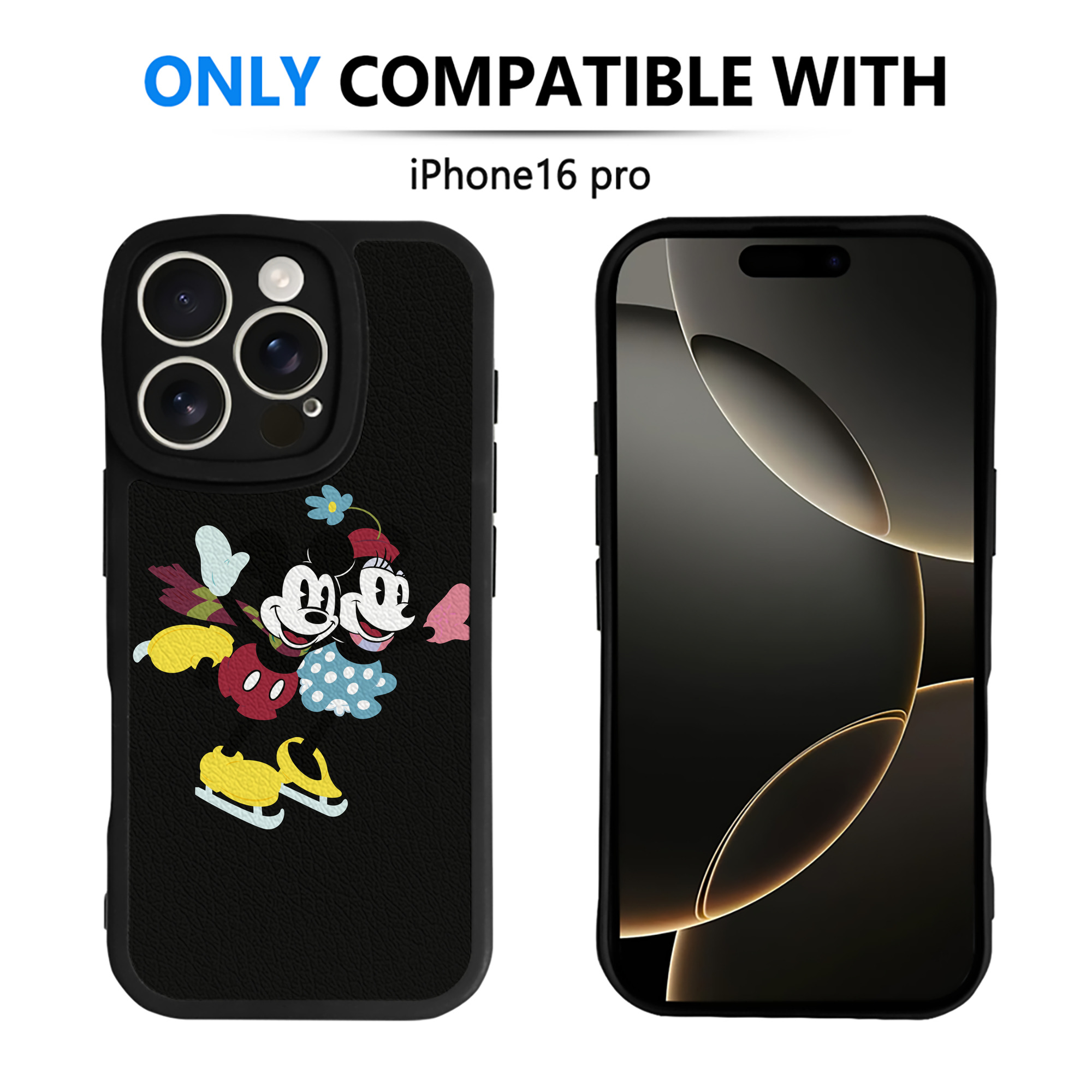 （画像用） ミッキーマウス Mickey Mouse 【iPhone 16シリーズ対応】シリコンスマホケース（レザー調） 材質：シリコン